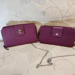 Vera Bradley Plum Quilted Crossbody Bag And Wallet Set